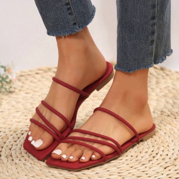 New Arrival Spring/Summer Minimalist Striped Flat Slides Sandals For Women, main image 1